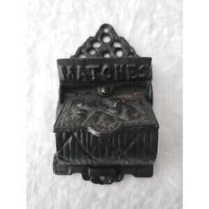 VINTAGE CAST IRON MATCH HOLDER Wall Mount Cherub Venus Kissing Decor Fireplace